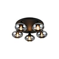 Trio PlafondlampDivina 5-lichts zwart met smoke glas - R66645054