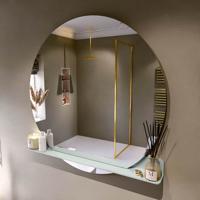 MONDIAZ SPOT spiegel rond 120cm met Spiegelplanchet kleur Greey.