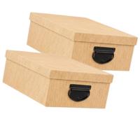 Spullen Opbergdoos box - 2x - goudgeel - 28 x 20 x 11 cm - Karton - Diverse toepassingen