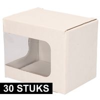 30x Wit mokkendoosje/ mokken verpakking met venstertje en klep deksel   - - thumbnail