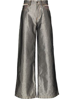 Missoni pantalon ample à taille haute - Argent