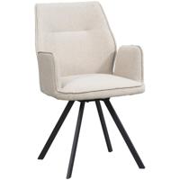 Leen Bakker - Eetkamerstoel Raffy Met Armleuning - - Stof - Beige - 58x62x92 Cm
