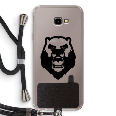 Angry Bear (black): Samsung Galaxy J4 Plus Transparant Hoesje met koord