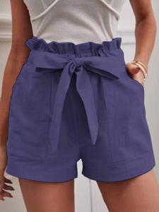 Casual Cotton And Linen Plain Regular Fit Shorts