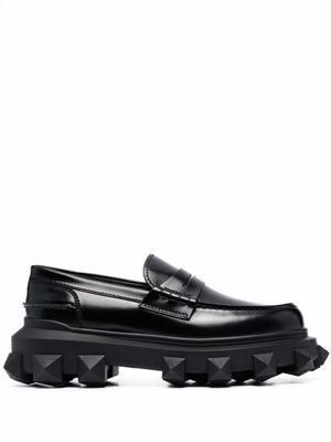 Valentino Garavani mocassins Trackstud en cuir - Noir