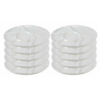 10x Witte fondue/gourmet/bbq borden 22,7 cm 6 vakken