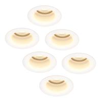 Set van 6 Mari - LED platte inbouwspots met lage inbouwdiepte - 6 Watt 570 Lumen - 2700K Warm wit - GU10 LED Module - Verzonken - Dimbaar - Rond - IP65 waterdicht - Wit