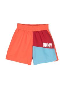 Dkny Kids short de bain colour block à logo imprimé - Orange