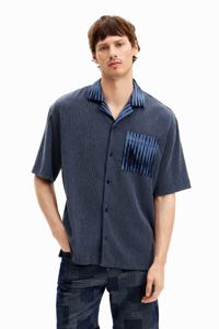 Hybride stof shirt - BLUE - XL