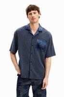 Hybride stof shirt - BLUE - XL - thumbnail