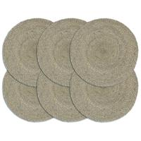 VidaXL Placemats 6 st rond 38 cm jute effen grijs