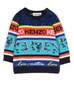 Kenzo Kids pull en maille à logo en jacquard - Bleu