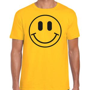 Verkleed T-shirt voor heren - smiley - geel - carnaval - foute party - feestkleding