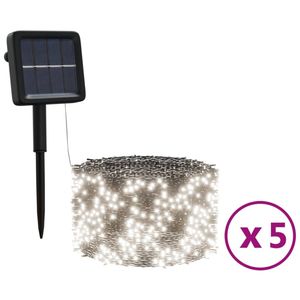 vidaXL 5 st Lichtslinger met 200 LED's solar binnen/buiten koudwit