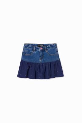 Jeans minirok met stippen en ruches - BLUE - 11/12