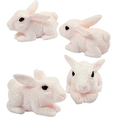 4x stuks mini decoratie konijntjes/haasjes van 2 x 1 cm - Pasen