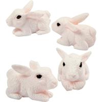 4x stuks mini decoratie konijntjes/haasjes van 2 x 1 cm - Pasen