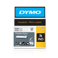 Labeltape Dymo Rhino 18488 nylon 12mmx3.5m zwart op wit - thumbnail