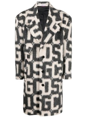 GCDS manteau boutonné à motif monogrammé - Noir