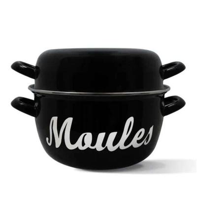 Mosselpot - MENASTYL - 3645564 - Geëmailleerd staal - Zwart - 24 cm - Met opschrift - Alle kookplaten inclusief inductie