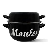 Mosselpot - MENASTYL - 3645564 - Geëmailleerd staal - Zwart - 24 cm - Met opschrift - Alle kookplaten inclusief inductie