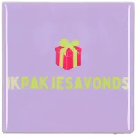 Daan Kromhout Design tegeltje keramiek ikpakjesavonds 10x10cm paars