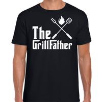 The Grillfather bbq / barbecue cadeau t-shirt zwart voor heren - thumbnail