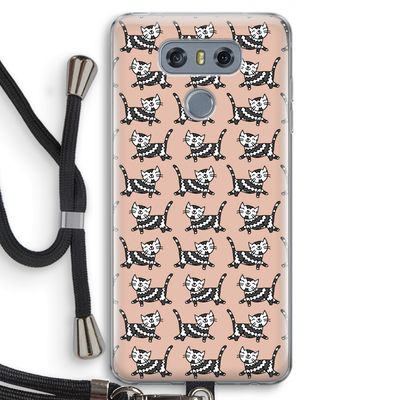 Zwarte poes: LG G6 Transparant Hoesje met koord
