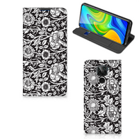 Xiaomi Redmi Note 9 Smart Cover Black Flowers