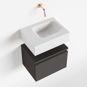 Toiletmeubel Mondiaz Andor | 40 cm | Meubelkleur Dark grey | Lex vrijhangend wastafel Talc Rechts | Zonder kraangat