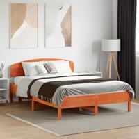 Bed met matras massief grenenhout wasbruin 140x190 cm