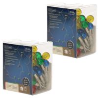 Lumineo feestverlichting - 2x - gekleurde bolletjes - 190 cm - 20 lampjes - op batterij