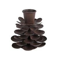 Diversen Kandelaar pinecone s donker roest metaal 6x6x8cm