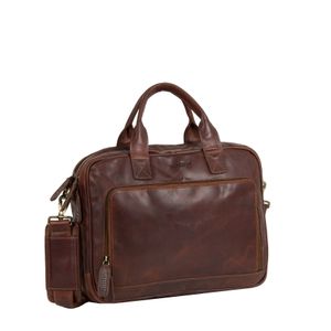 Justified Bags Justified Bags® - Max Laptop Business Bag - Laptoptas - Aktetas - 13'' Laptop - Leer - Cognac