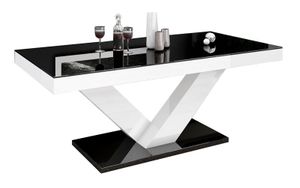 Salontafel Victoria mini 120 cm breed - Hoogglans zwart met wit