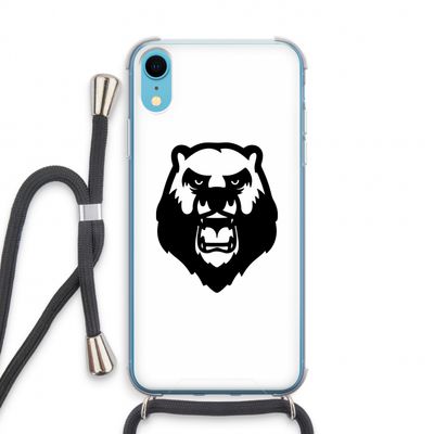 Angry Bear (white): iPhone XR Transparant Hoesje met koord