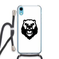 Angry Bear (white): iPhone XR Transparant Hoesje met koord