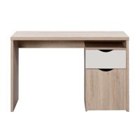 Leen Bakker - Bureau Tempo - Eikenkleur/wit - 76x120x55 Cm - Spaanplaat - Bruin
