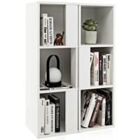 3-Laags Vrijstaande Boekenkast Display Plank met 6 Vakken Anti-Kantelbeveiliging voor Slaapkamer en Kinderkamer Wit