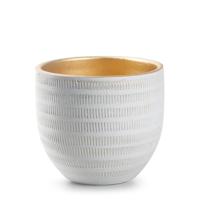 Plantenpot/bloempot Beau - wit/goud - keramiek - D14 x H16 cm