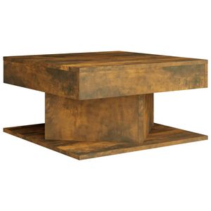 The Living Store Salontafel Gerookt Eiken - 57 x 57 x 30 cm - Hoogwaardig bewerkt hout