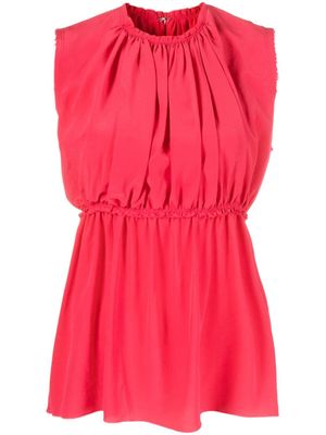 Lanvin blouse sans manches en soie à fronces - Rose