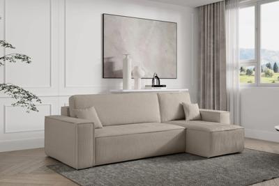 2dekans Hoekbank Karlo Ribstof Beige - Universeel - Slaapbank met opbergruimte [Niet in originele verpakking - Kans op schade]