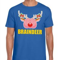 Foute Kerstmis t-shirt braindeer blauw voor heren 2XL  - - thumbnail