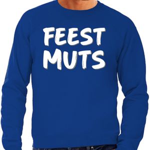 Feest muts sweater / trui blauw met witte letters voor heren