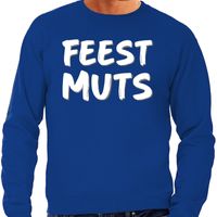 Feest muts sweater / trui blauw met witte letters voor heren