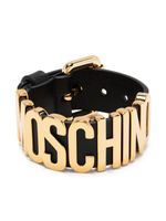 Moschino bracelet en cuir à logo embossé - Noir