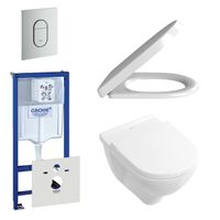 Villeroy & Boch O.Novo Toiletset - softclose en quickrelease zitting - bedieningsplaat verticaal chroom mat - wit 0729205/0729241/0124182/1024992/