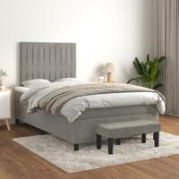 Boxspring met matras fluweel lichtgrijs 120x200 cm