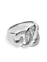 LEO PIZZO bague Groumette or blanc 18ct ornée de diamants - Argent